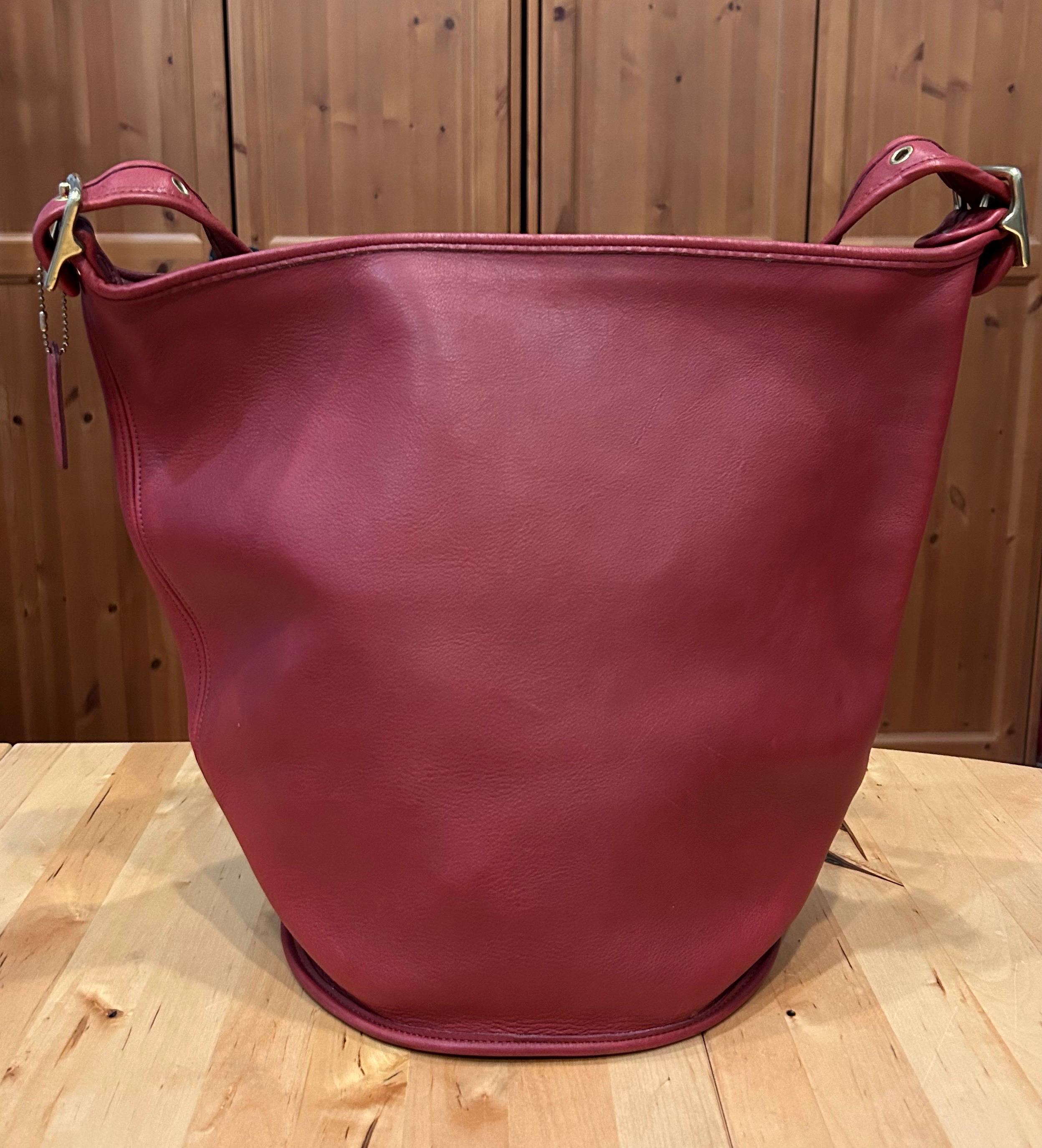 XL Vintage Coach Red Duffle Feed Sac Travel Weekender Carryall Bag 