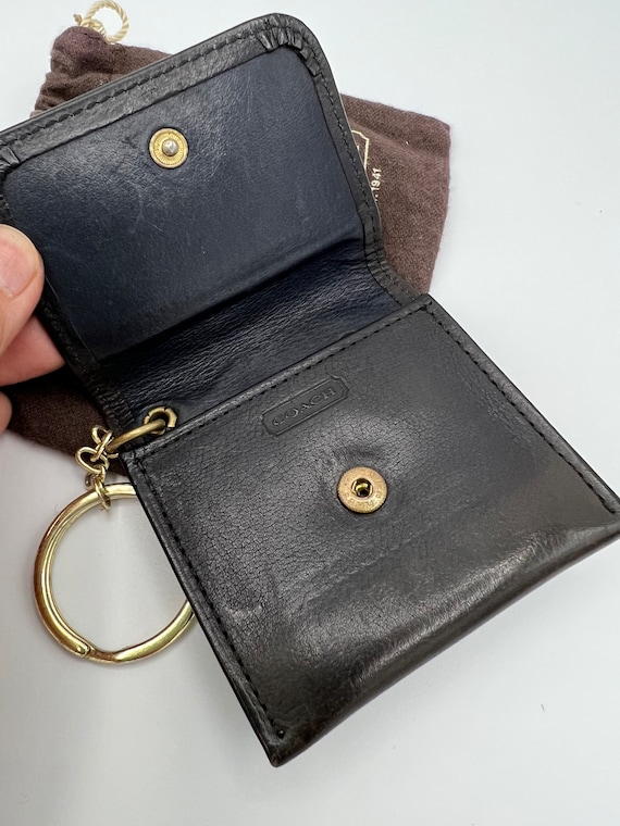 Coach, Bags, Coach Black Leather Studded Rexy Loop Key Fob Keychain Charm