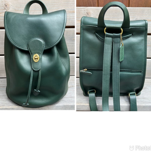 New, Bottle Green Vintage Coach Travel Weekender Backpack Rucksack, 9943