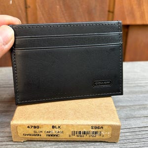 Nuovo porta carte sottile in pelle Vintage Coach nero