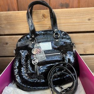 New, Coach Spotlight Sequin Poppy Handbag, Limited Edition, Black