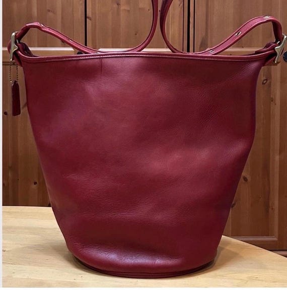 XL Vintage Coach Red Duffle Feed Sac Travel Weekender Carryall Bag