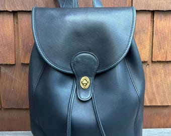 バッグ Rare Vintage COACH Navy Leather Backpack Navy XL Vintage Coach Travel Backpack Weekender Carry on