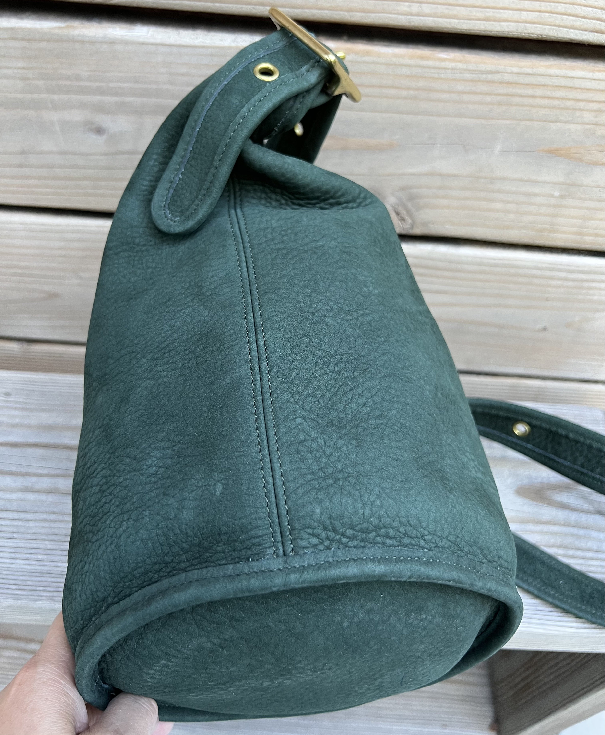 バッグ Coach Helen's Legacy Green Nubuc Duffel Large, Nubuck Vintage Coach Helen's Legacy Bucket Duffle Shoulder