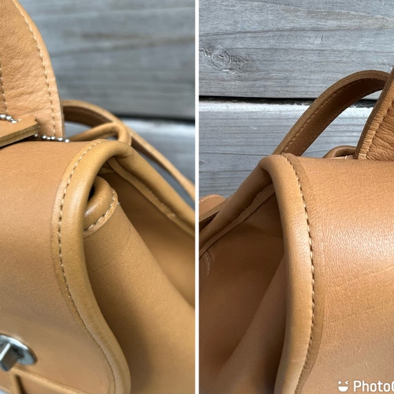 Camel Nickel Vintage Coach leather daypack backpa… - image 7