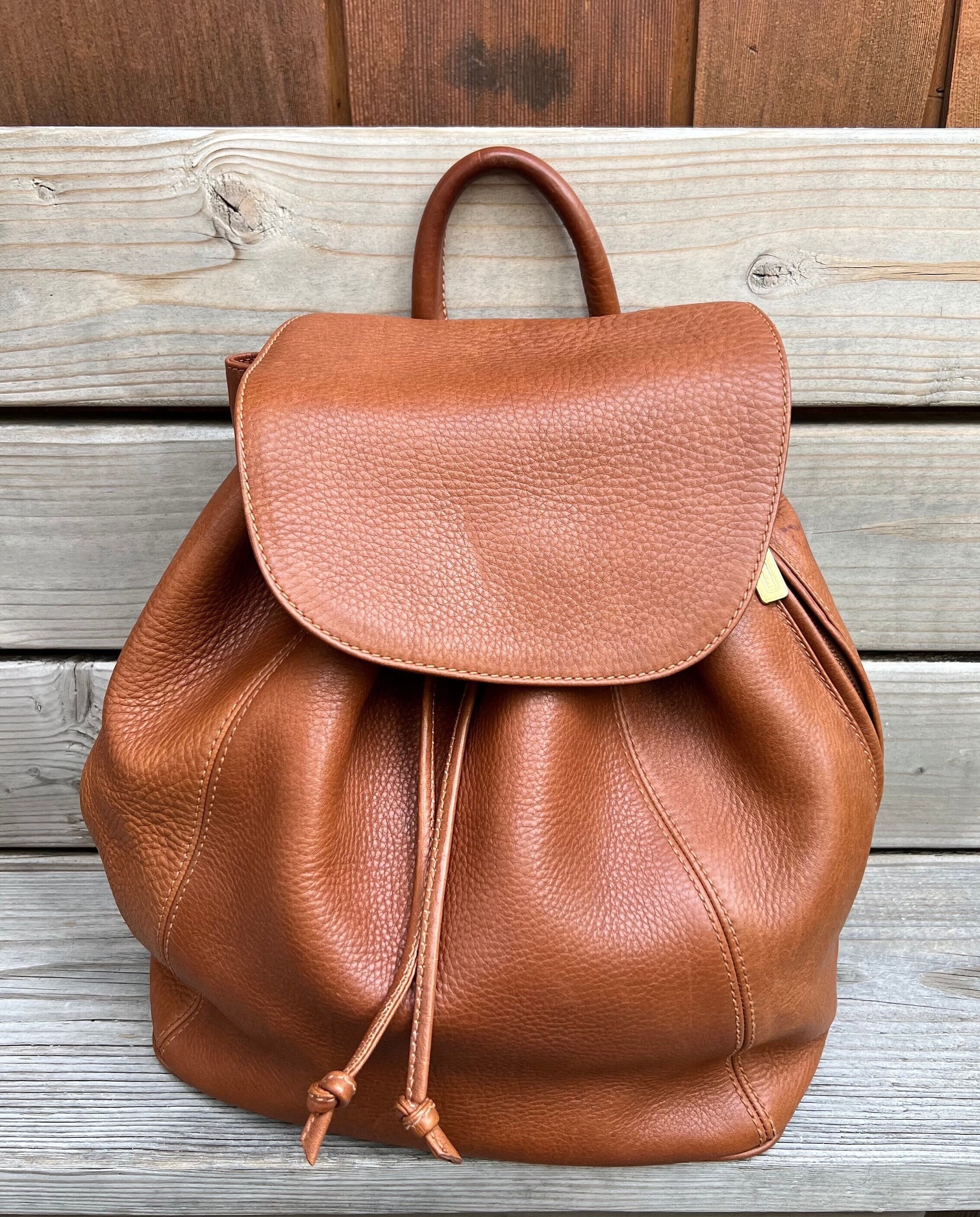 90s Vintage Coach XL Natural Grain Travel Backpack Weekender