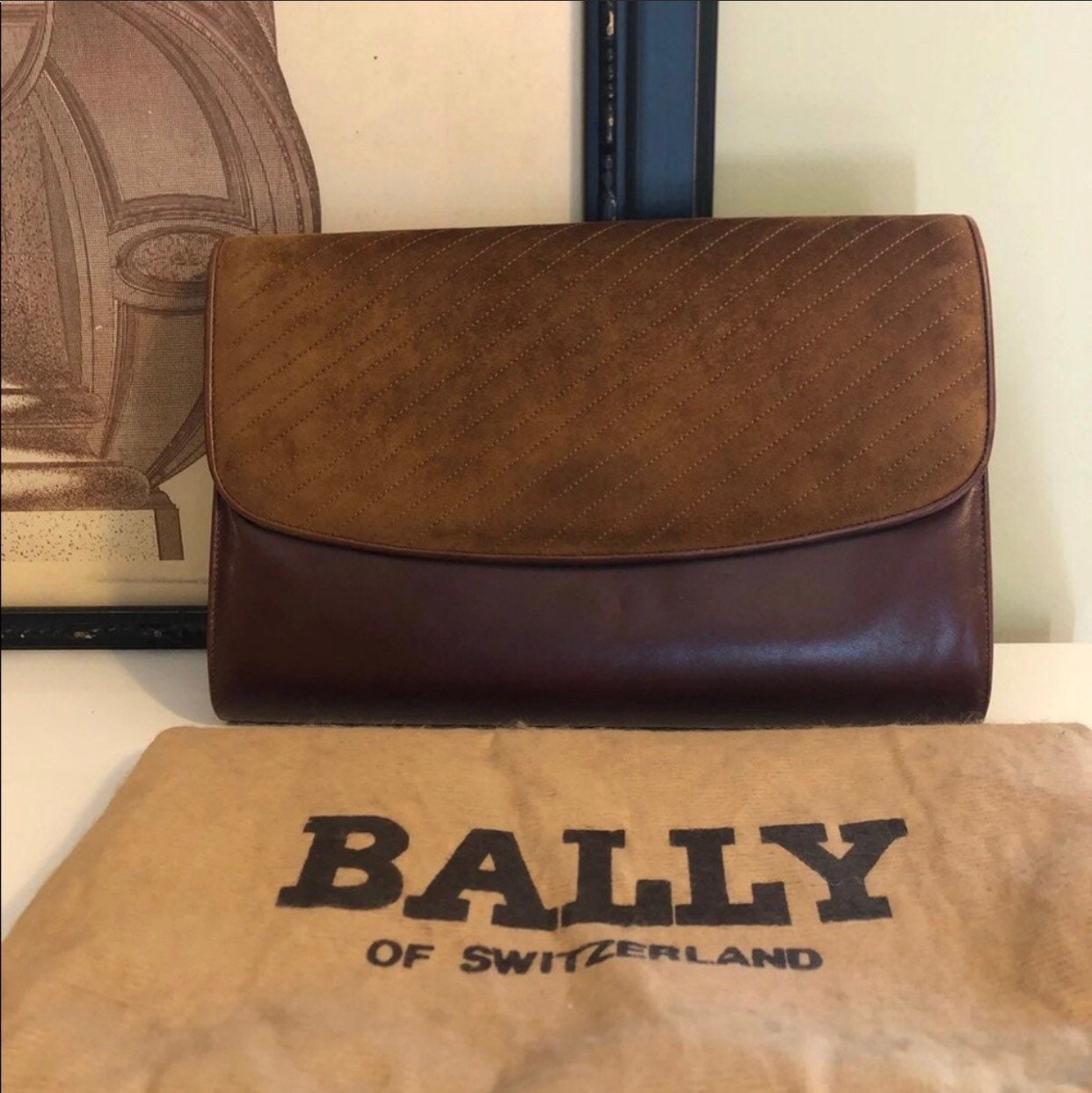 Vintage BALLY Leather Clutch Shoulder Bag 