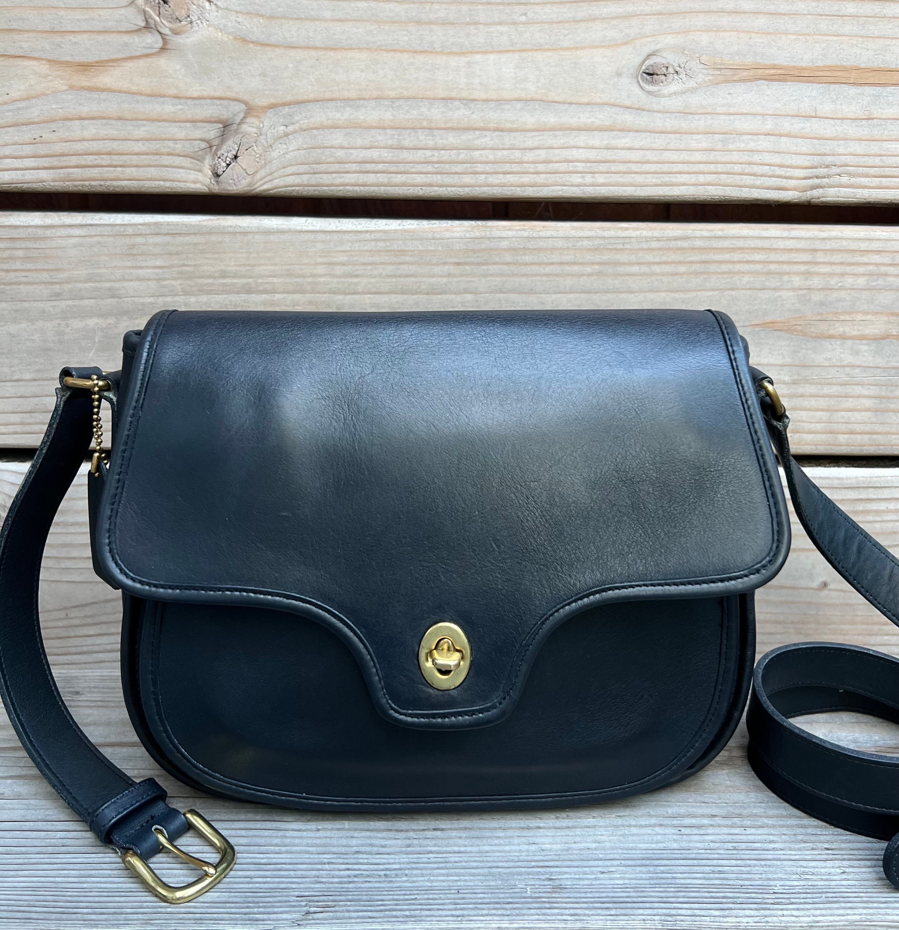 Navy 80s Upcrafted Water Resistant Vintage Coach Lenox Leather Shoulder Archived Bag Etsy Ireland