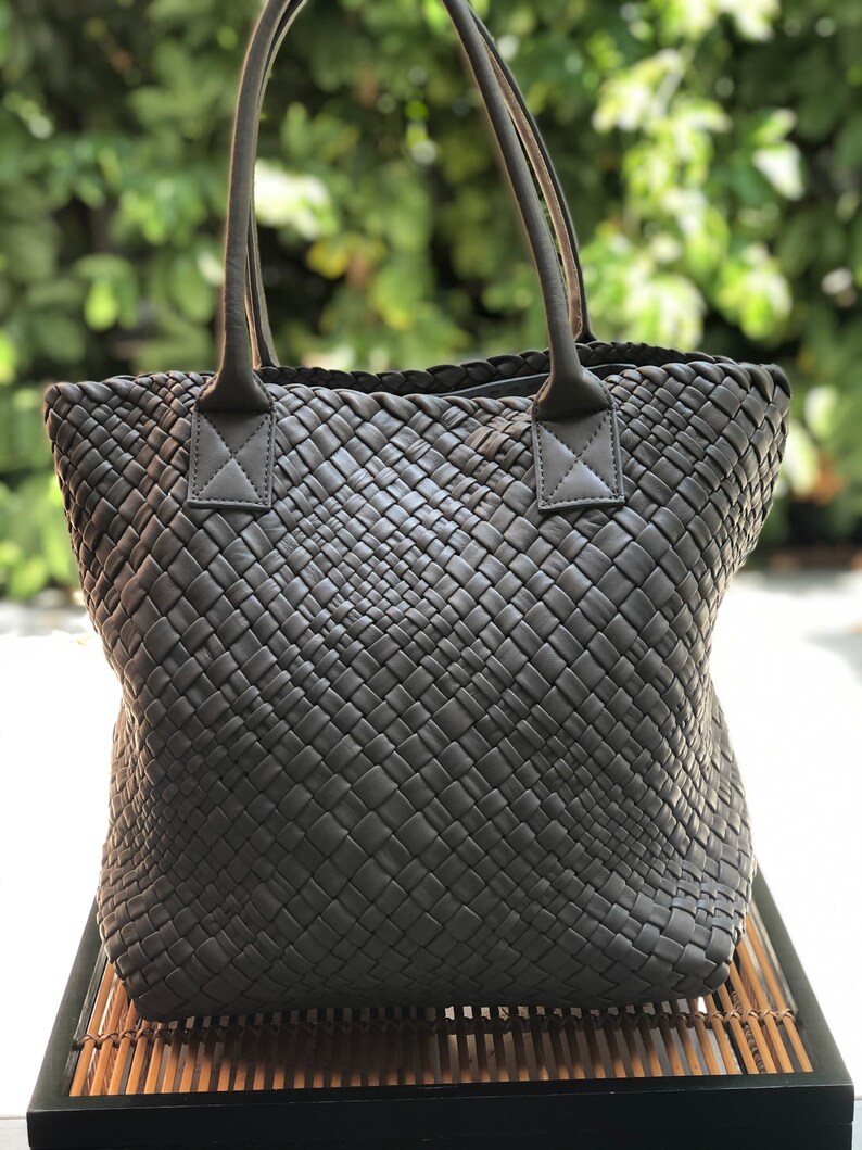 Falor woven leather tote bag made in Italy Etsy