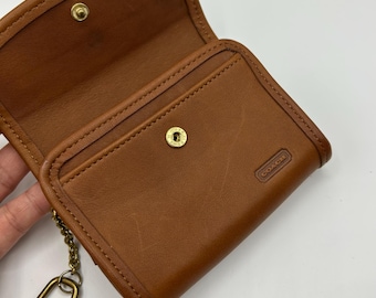 Vintage Coach Kisslock Coin Pouch Brown Leather Change Purse