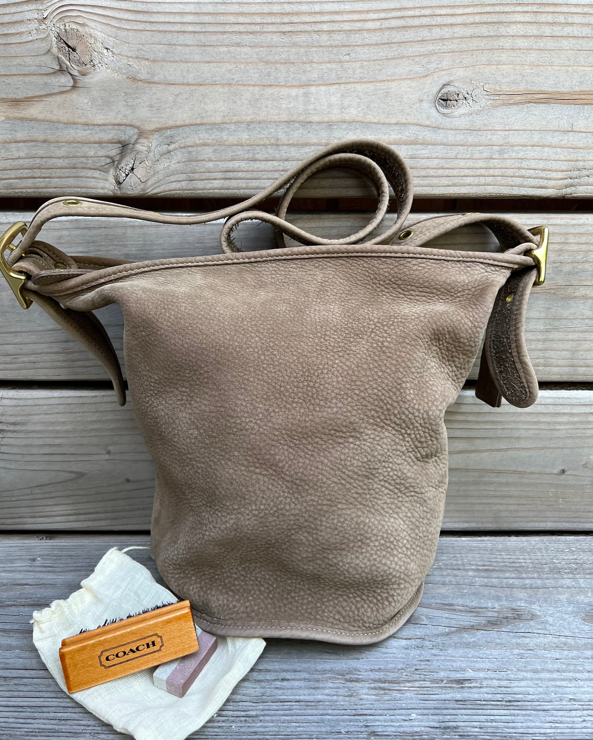 Like new, Large Nubuck Vintage Coach Helen's Legacy bucket