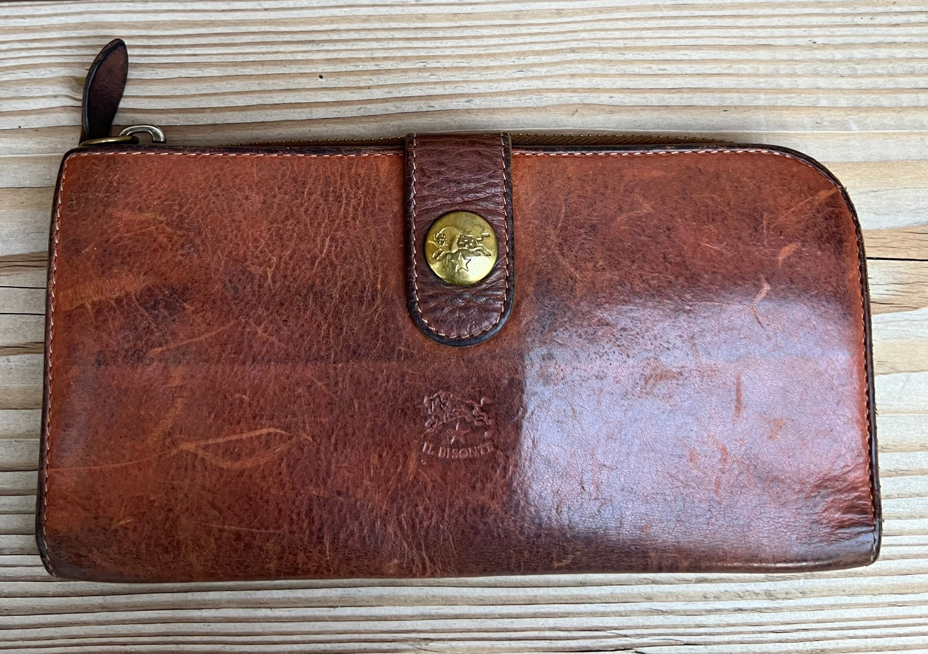 IL Bisonte Distressed Bifold Leather Wallet - Etsy