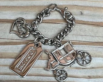 COACH Metal Silver Tone Horse Carriage Hang Tag Bag Charm Leather