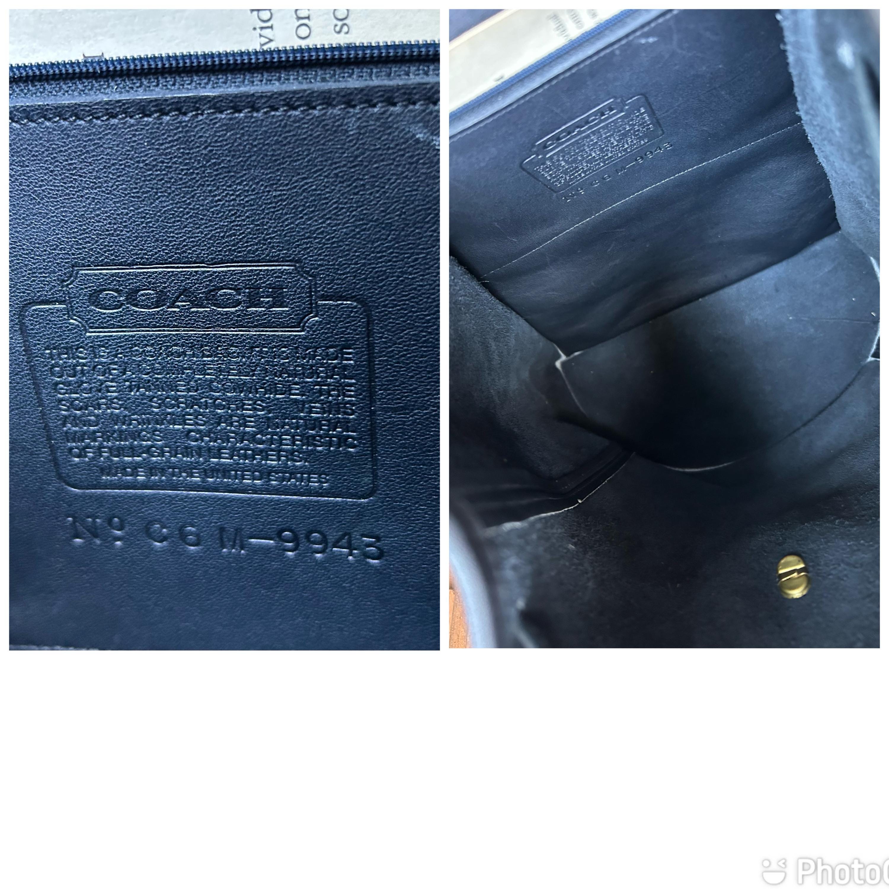 バッグ Vintage Coach Day Pack Navy Leather USA Vintage Coach Leather Pocketbook Equestrian Flap Shopper Bag