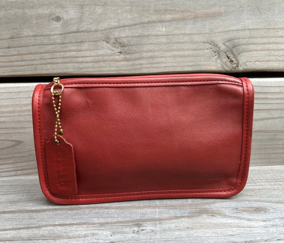 New, Red Vintage COACH Zip Utility Pouch Wallet C… - image 1