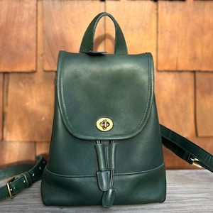 Bottle Green 90s Vintage Coach Leather Daypacks Backpack 9960 - Etsy