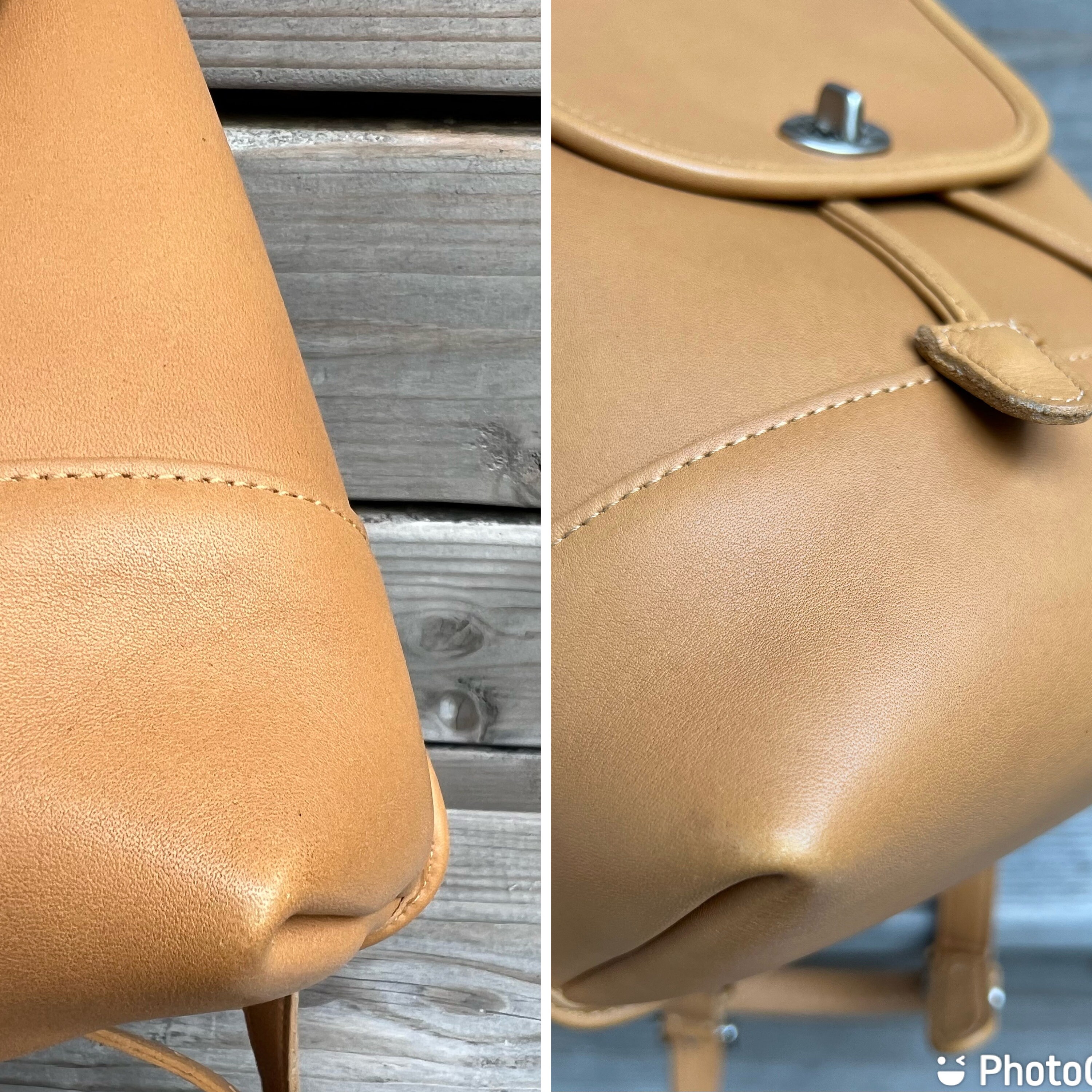 90s Vintage Coach Camel Nickel Leather Daypack Backpack 9960