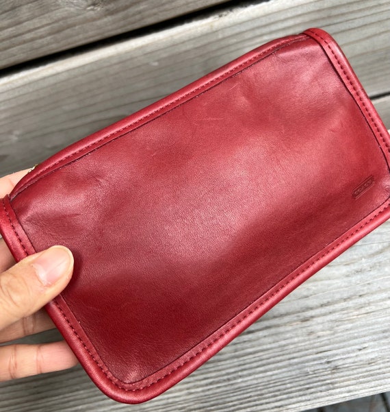 New, Red Vintage COACH Zip Utility Pouch Wallet C… - image 4