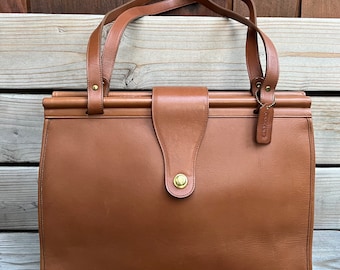 Rare, Vintage Coach Barclay Tote Multipurpose Carryall Briefcase Shoulder Bag, British tan