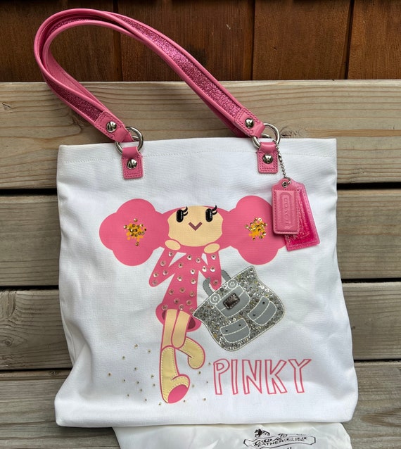 Coach Poppy Pinky Canvas Leather Tote