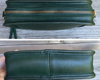 Upcrafted Bottle Green 90s Vintage Coach Leather Clutch