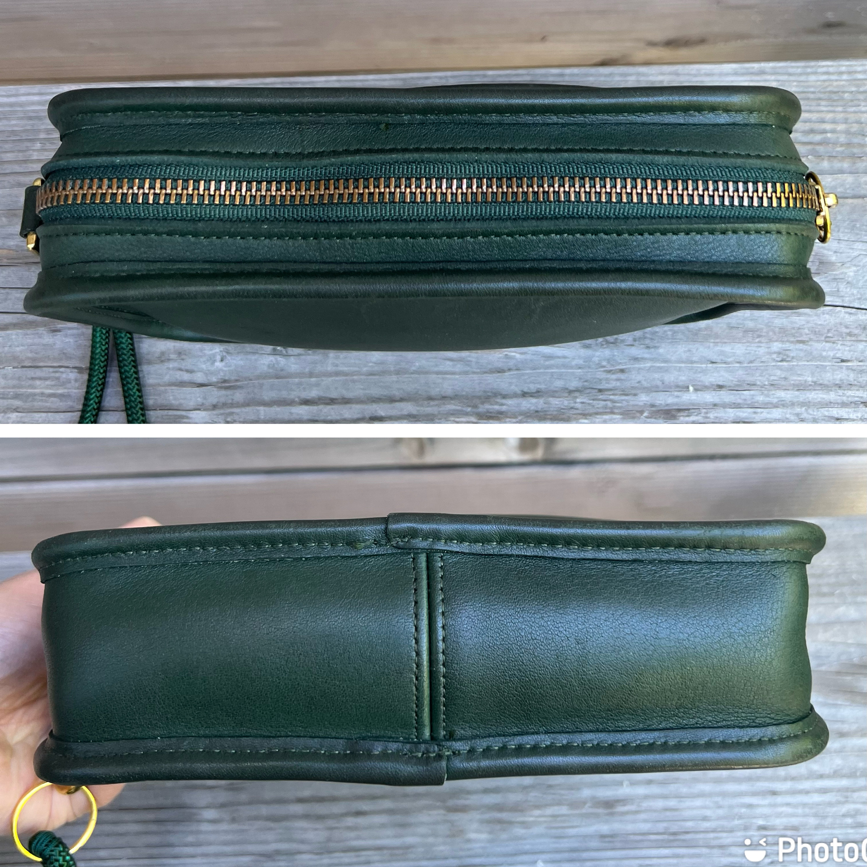 Vintage Coach XL Duffel Sac Leather Shoulder Bag Leaf Green