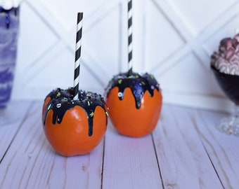 Halloween Faux Apples (1) | Fake Food Decor | Kawaii Stationary |  Halloween Decor | Tiered Tray | Faux Apples