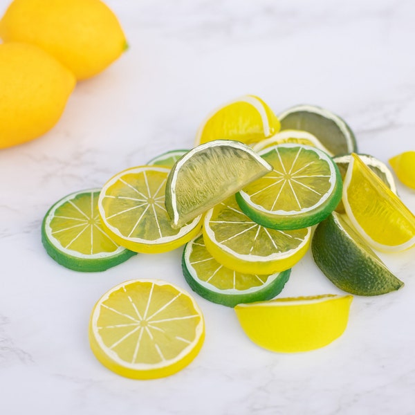 Fake Lemon Slices, Lemon Tier Display, Artificial Lemon Slice, Lemon Decor, Plastic Lemon,Fake Limes, Lime Slices, Faux Food ,Kawaii Station