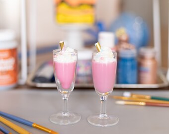 Fake Mini Milk Shakes , Photo Prop, Kitchen Spring Decor , Faux Sweets , Fake Bakes , Spring Decor