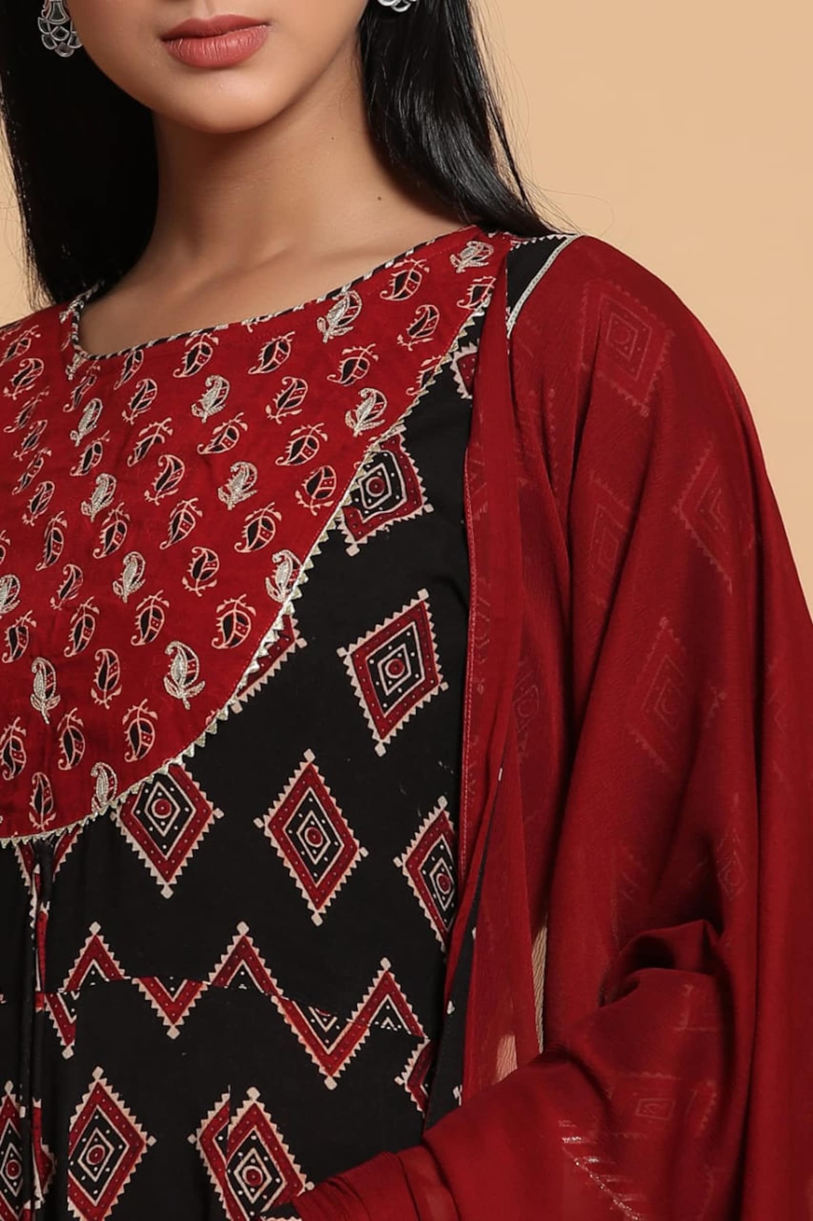 Long Ghera kurti with Pant and Dupatta set and Gotta Detailing | Etsy