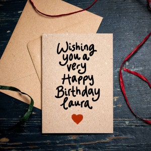 Personalisierte Geburtstagskarte / Herzlichen Glückwunsch zum Geburtstag / Handgeschriebene Geburtstagskarte / Öko Karten