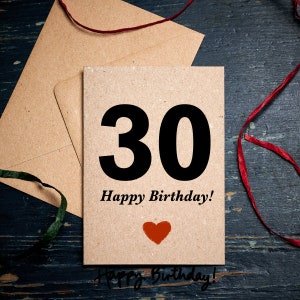 Biglietto per il 30° compleanno / compleanno speciale / Biglietto per il 30° / Trentesimo compleanno / Carte ecologiche