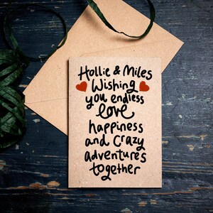 Personalised Wedding card / Wishing You Endless Love, Happiness and Crazy Adventures Together /  Congratulations  / eco card
