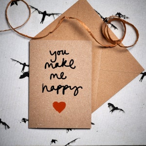 Carte romantique / Vous me rendez heureux / Carte d'anniversaire / Carte de Saint-Valentin / Carte écologique sans plastique