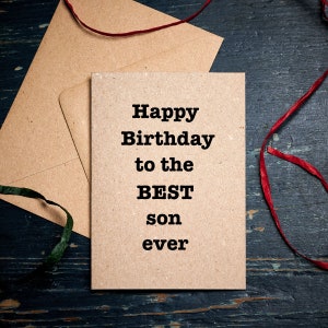 Happy Birthday Son Karte / Happy Birthday to the best son ever / plastikfreie Öko-Karten