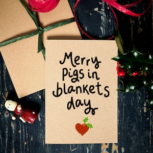 Divertente cartolina di Natale / Merry Pigs in Blankets Day / carta ecologica