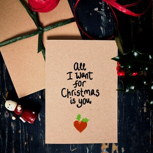Romantische kerstkaart / Alles wat ik wil voor Kerstmis voor jou / Romantische kerstkaart / plasticvrije ecokaart