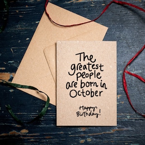 Tarjeta de cumpleaños divertida / Las personas más grandes nacen en octubre / Tarjeta de cumpleaños para personas nacidas en octubre / tarjetas ecológicas