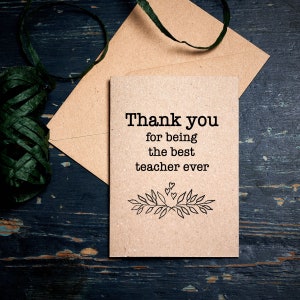 Gracias por ser el mejor maestro de todos los tiempos / tarjeta de maestro / mejor maestro / tarjeta de gratitud / tarjetas ecológicas sin plástico