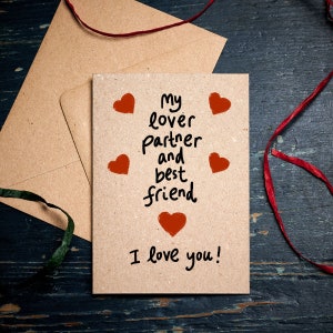 Karte zum Valentinstag / Meine Geliebte, Partnerin und beste Freundin - Ich liebe Dich! / Karte für Ihn / Karte für Sie / Jubiläumskarte / Öko Karte