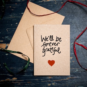 Tarjeta de agradecimiento / Estaremos siempre agradecidos / Tarjeta de más de una persona / tarjeta de una pareja / tarjeta ecológica