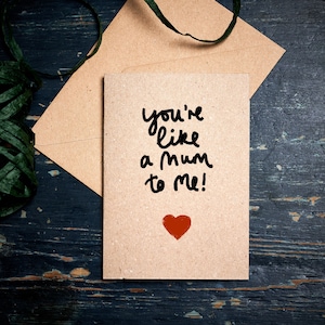 Carte de belle-mère / Tu es comme une maman pour moi / Carte de gratitude / Carte de fête des mères / Carte écologique