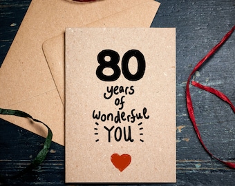 Lustige 80 Jahre Geburtstagskarte / 80 Jahre Geburtstag / besondere Geburtstagskarte / 80er Geburtstagskarte / Öko-Karten
