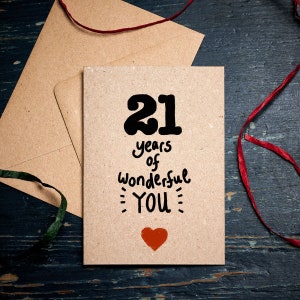 Carte drôle du 21e anniversaire / 21 ans de merveilleux vous / anniversaire spécial / Carte pour le 21e / Carte du vingt et unième anniversaire / cartes écologiques