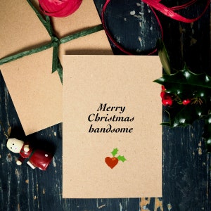 Tarjeta de Navidad / Feliz Navidad guapo / Tarjeta de Navidad romántica / Tarjeta de Navidad para novio / esposo / tarjeta ecológica
