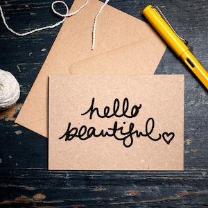 Tarjeta Pensando en ti / Hola Hermosa / tarjeta de amistad / una tarjeta para saludar / tarjeta ecológica