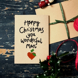 Cartão de Natal engraçado / Feliz Natal, homem maravilhoso / Cartão de Natal para ele / Cartão de Natal romântico / Cartão ecológico