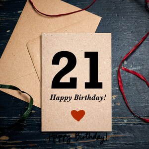Carte du 21e anniversaire / anniversaire spécial / Carte pour le 21e / Carte du vingt et unième anniversaire / cartes écologiques