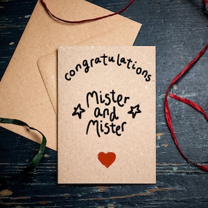 Tarjeta de boda o compromiso / Tarjeta Mr & Mr / Tarjeta Mister and Mister / tarjeta ecológica