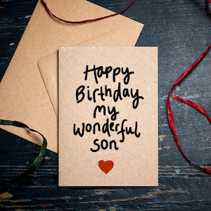 Geburtstagskarte Sohn / Happy Birthday mein wundervoller Sohn / Geburtstagskarte für Ihn / Karte für Sohn / Öko-Karte
